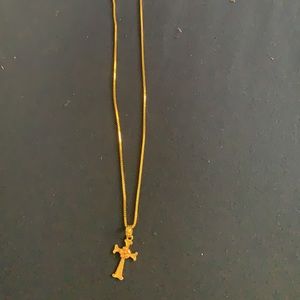 14KT Gold Cross Flower Necklace